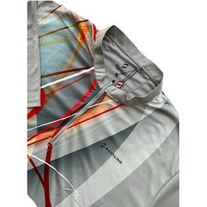 NWT Savalino 1/4 Zip Men's Bowling Shirt 4XL Geometric Design UV30 quick Dry‎